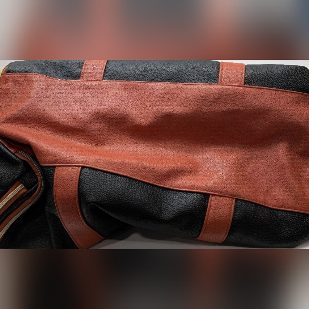 Luhxe Travel Convertible Carry On Garment Bag in black with brown straps. - Picture 3 of 5